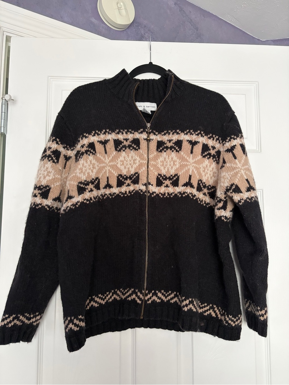 croft & barrow Black Sweater Jacket with White Label